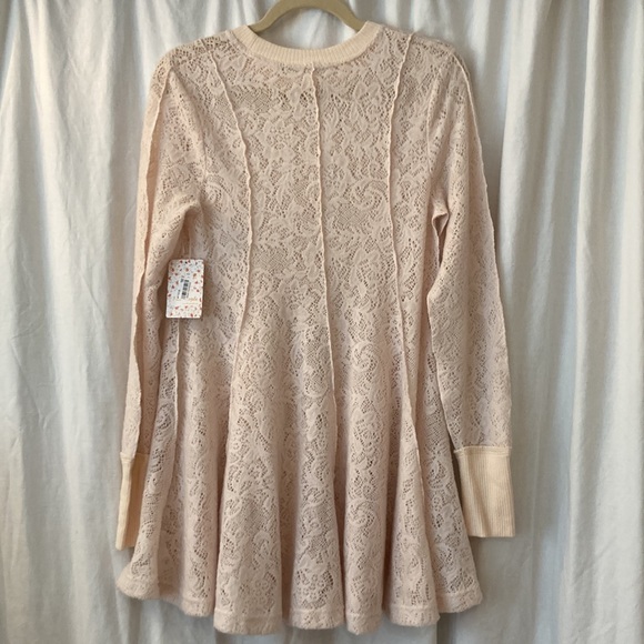 NWT Free People Lace crochet knit Coffee in the Morning Tunic, Chamoix, size S - Picture 4 of 10